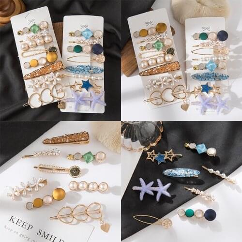 New Fine Set Korean INS Pearls Hair Clip Hairpin Sweet Headband Hair Holder Clip for Women Hair Clips Hair Accessories Girl Gift