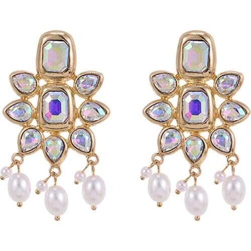 ZHINI New Natural Freshwater Pearl Water Drop Earrings for Women Fashion Korean Zircon Crystal Wedding Jewelry 2021 brincos