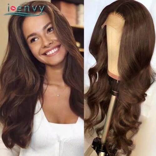 Brown Lace Front Wig Human Hair Body Wave Human Hair Wigs Transparent Colored Lace Front Wigs For Women Peruvian Human Hair Remy