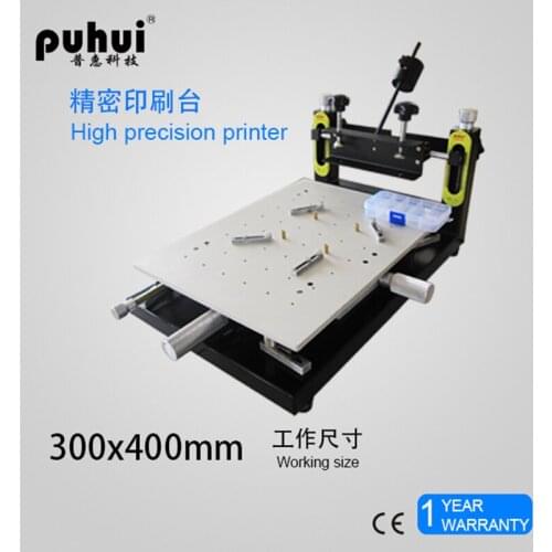 Puhui 1.2m manual silk PCB solder paste stencil printer screen printing machine for pick and place machine reflow oven assembly