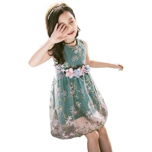 Girls Vest Dress Summer New Childrens Dress Little Girl Big Child Embroidered Princess Dress 34 5 6 7 8 9 10 11 12 Year Olds