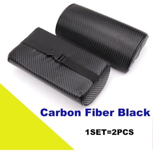 2pcs/lot Carbon Fiber Black with Car Logo Pillow Accessories Headrest Head Neck Rest Auto Decoration for All Car Styling