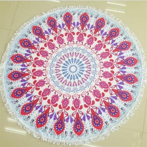 6 Colors 150CM Round Beach Towel With Tassels Microfiber Large Reactive Printing Beach Towels Serviette Plage Adulte Bath Towel