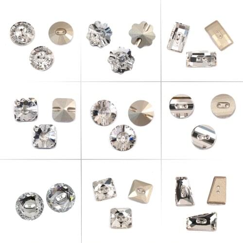 Crystal Clear Different Buttons Strass botones Sew on Button DIY Rhinestone Snap Craft for Jewelry Garment Clothes Sofa Costume