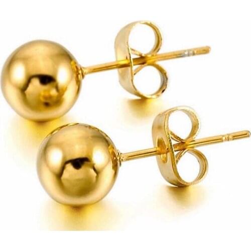 20pcs/lot Gold Color Surgical Ball Earring Stainless Steel Ball Studs Earrings For Women With Ball Diameter 8mm Earring Pin