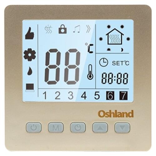 Free Shipping Golden Color 16A Digital Thermostat Programmable LCD Temperature Controller For Undefloor Heating