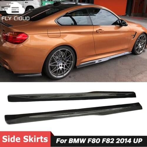2 PCS Carbon Fiber Trim Side Skirts Extensions For BMW F80 M3 F82 M4 2014 Up