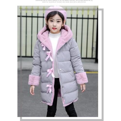 Thicken Girl Warm Coats Girls Fleece Coat Winter Hooded Jackets Coats Kids Artificial Detachable Fur Collar Parka