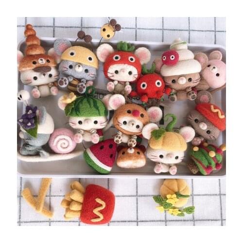 Fun DIY craft toys wool poking fun lucky mouse kill time adult handmade toy material set educational toys children gifts