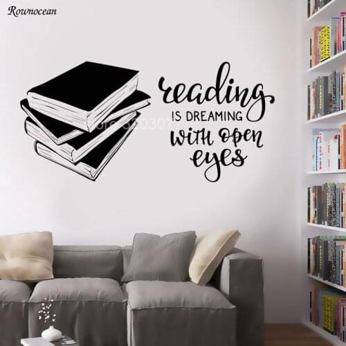 Reading Is Dreaming With Open Eyes Vinyl Art Wall Decal Books Quote Reading Room Library Bookshop Inspirational Stickers SK01