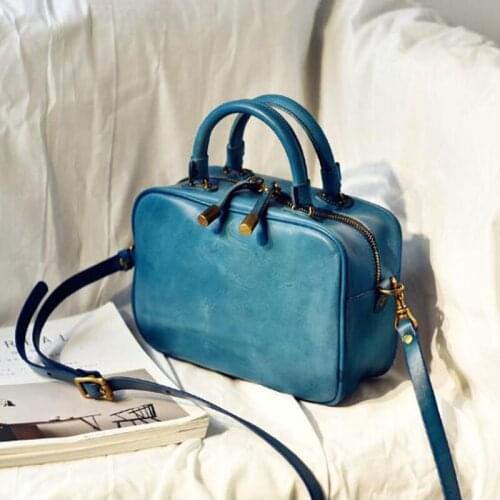 Vintage Boston Box Handbags 100% Genuine Leather Luxury Handbags Women Bags Designer Pillow Small Bag Elegant Shoulder Bag Women