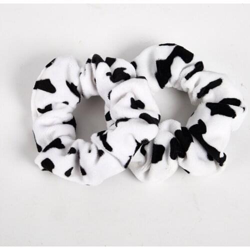 Cow Pattern Velvet Hair Ring Scrunchie Women Girls Elastic Hair Rubber Bands Accessories Tie Hair Rope Ponytail Holder Headdress