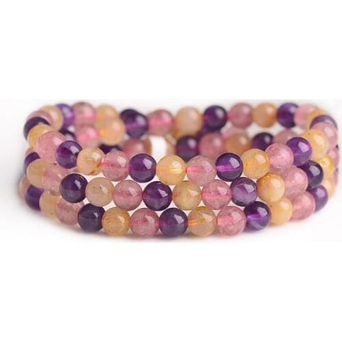 Fashion Handmade Charms Bracelet Natural Stone Strawberry Crystal 6mm Women Beads Vintage Bracelets For Creative Gifts Jewelry