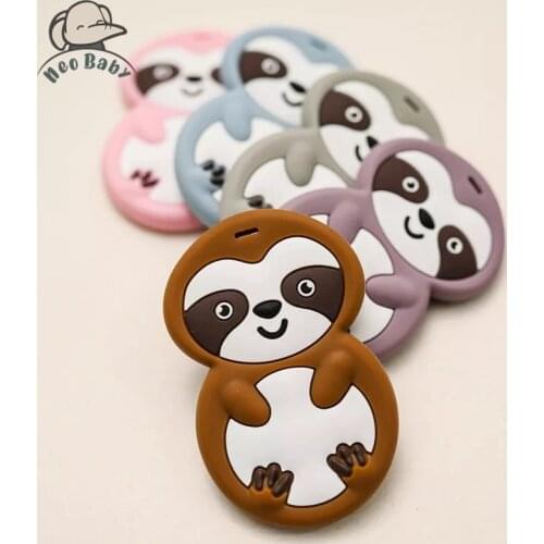 1pc Baby Silicone Toy Cute Sloth Animal Shape Teether For Teeth Baby Accessories Food Grade Pacifier Clip Cartton Teething Toy