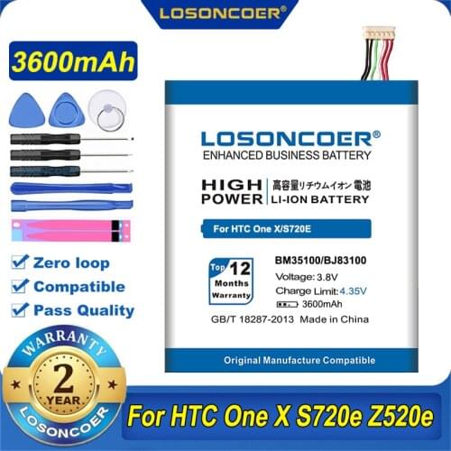 100% Original LOSONCOER 3600mAh BM35100 BJ83100 Battery For HTC One X S720e Battery One S Z520e G23 Endeavor / One S Z560e