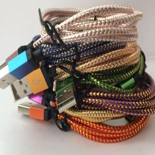 100pcs/lot 2M 6FT Aluminum Alloy fabric braided Usb data sync charger cable for iphone 8 7 6 6s plus X XS
