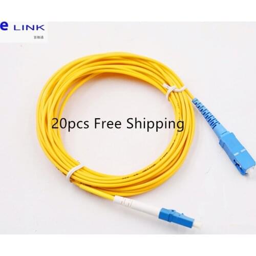 20pcs SC-LC fiber optic jumper Simplex single mode 2.0mm jacket cable G652D 1 2 3 5 7 10 Mtr optical patch cord free shipping