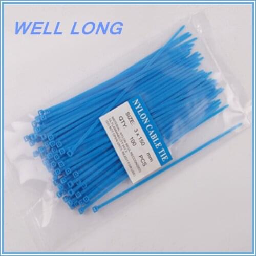 200pcs/lot 3*150mm Blue Self-Locking Nylon Wire Cable Zip Ties, Cable Ties