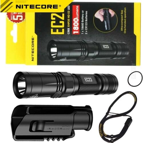 2021 NITECORE EC23 Flashlight + NTH10 Holster 1800 Lumens Cree XHP35 HD E2 LED High Performance Torch for Outdoor Security Duty