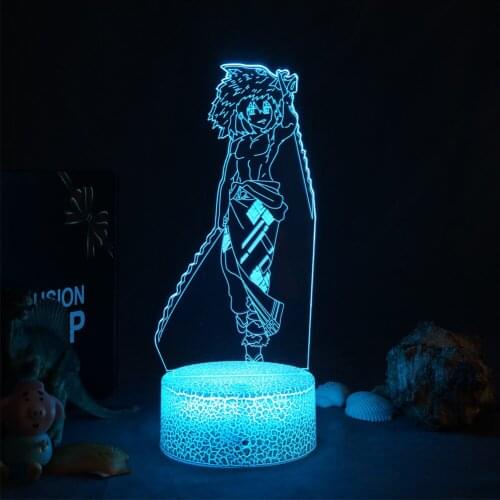Anime Kimetsu No Yaiba Tanjiro Kamado Figure 3d Lamp for Child Bedroom Decor Nightlight Kids Led Night Light Demon Slayer Gift