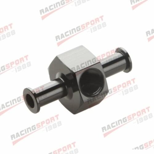 5/16" 8mm Billet Aluminum Fuel Pressure Gauge Inline Barb Adapter With 1/8" Port