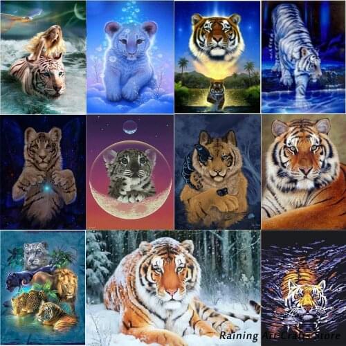 5D Diamond Painting Diy Animal Tiger Leopard Embroidery Full Round Square Drill Mosaic Picture Cross Stitch Kits Home Decoration