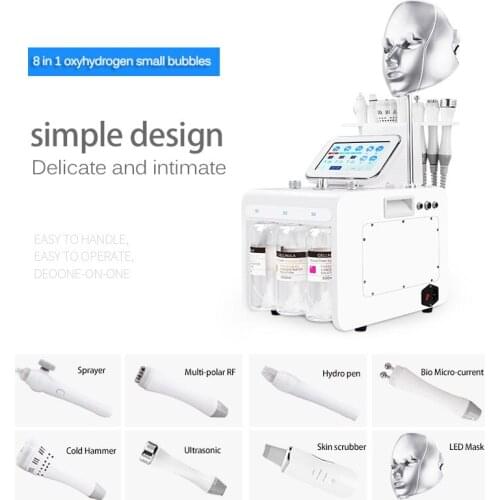 8In1Vacuum Face Cleaning Hydro Water Oxygen Jet Peel machine Acne Blackhead Remover Skin care Small Bubble Oxygen Beauty machine