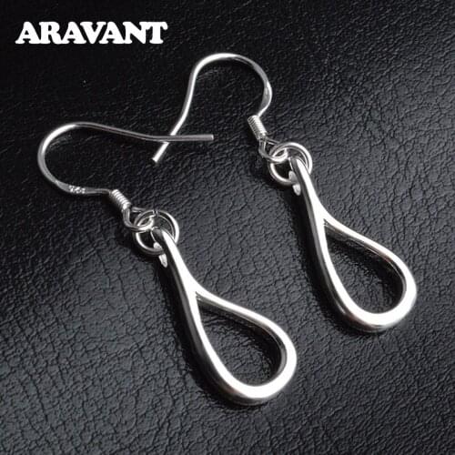 925 Silver Hollow Water Drop Earrings For Women Wedding Engagement Jewelry
