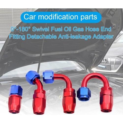 AN8 Aluminum Alloy 0 45 90 180 Degrees Swivel Fuel Oil Gas Hose End Fitting Detachable Anti-leakage Adapter for Autos