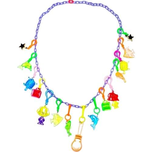 1pc Vintage Plastic Charms 80cm Necklace 27 Charm Chips-V Retro Fashion Jewelry Chain Birthday Party Favor Gift Novelty Pinata