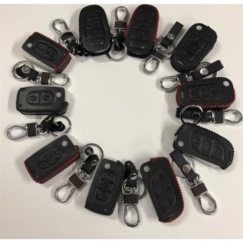 Genuine Leather Car Key Case Cover For Peugeot 107 206 207 208 306 307 308 407 408 508 RCZ,For Citroen C2 C3 C4 C5 Good key bag