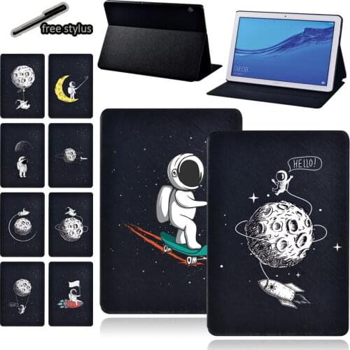 For Huawei MediaPad M5 Lite/M5 10.8/MediaPad T5 10 10.1/T3 8/T3 10 9.6 Inch Tablet Cover Case + Free Stylus