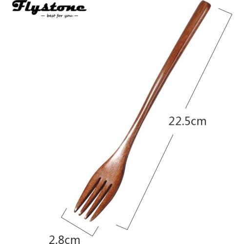 Hot Western Tableware Wood Fork Spoon Dessert Set Retro vintage style Fruit Serving Children Food Utensi scoop supply