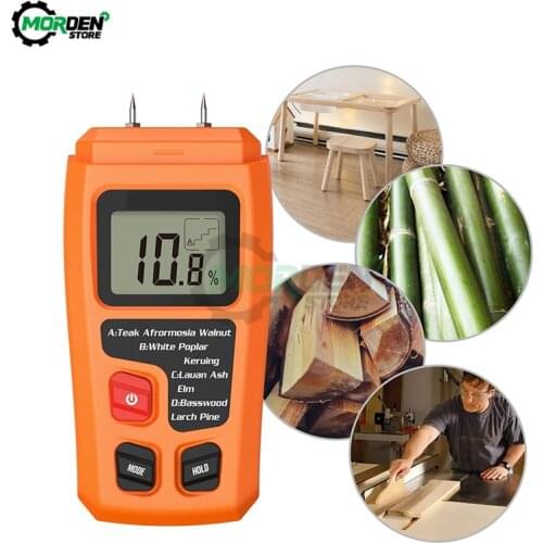 Moisture Meters Orange 0-99.9% Two Pins Digital Wood Moisture Meter Wood Humidity Tester Hygrometer Timber Damp Detector