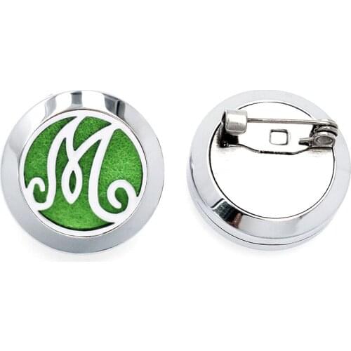 Exquisite Letter M Brooch Stainless Steel Elegant Glamour Aromatherapy Essential Oil Diffuser Perfume Jewelry