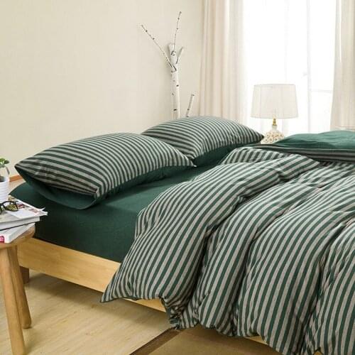 2019 Colorful Stripe Pattern bedding set Tianzhu Cotton Fabric set flat/Fitted sheet set queen bed set Fashion new