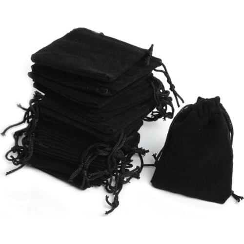 100pcs 5*7cm Black Retail Velvet Pouch Gift Bags Drawstring Jewelry Bags Birthday Wedding Christmas Children Gifts Packaging