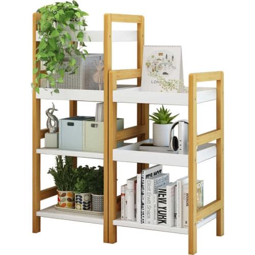 Multi layers wooden shelf simple living room bookshelf bedroom storage rack kitchen bathroom floor standing simple modern