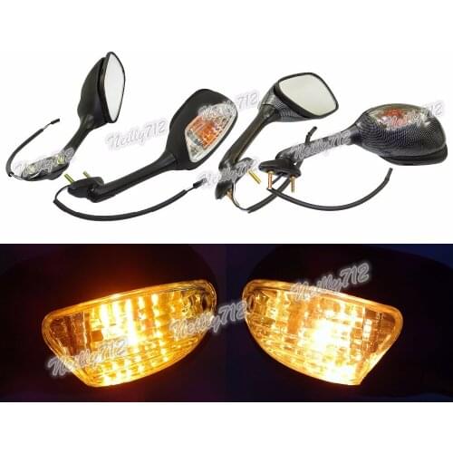 Motorcycle Left & Right LED Turn Signal Rear View Mirror For Suzuki GSXR 600 750 GSXR600 GSXR750 2006 2007 2008 2009 2010