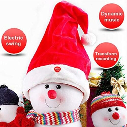 Musical Christmas Hat Singing And Dancing Funny Hat For Women Men Winter Warm Hats Children Plush Toy Christmas Gift Wholesale