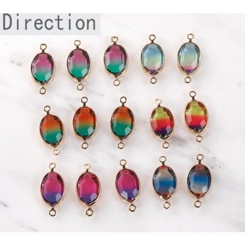 Oval double-hanging gradient two-color glass crystal pendant diy earpiece hand made necklace bracelet material accessories