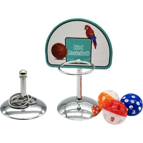 Pet Parrot Basketball Hoop Props Parakeet Bells Balls Puzzle Game Chew Play Toys Supplies