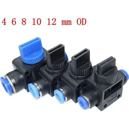 4 6 8 10 12 mm OD Push In Fitting Air Pneumatic Hand Valve Pneumatic Parts