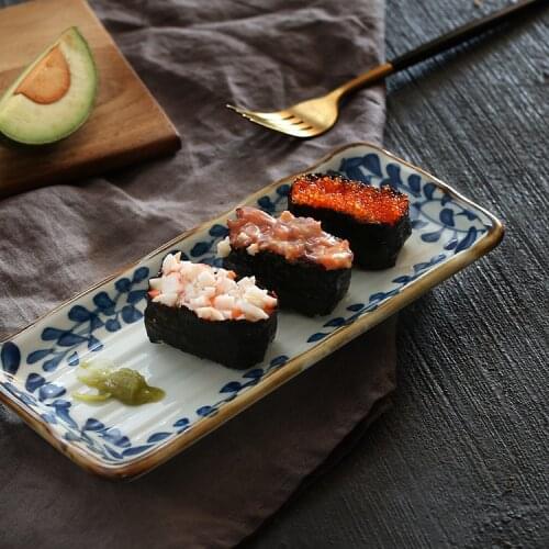 Sushi Plate Household Tableware Rectangular Japanese Style Rectangular Plate Creative Dim Sum Plate