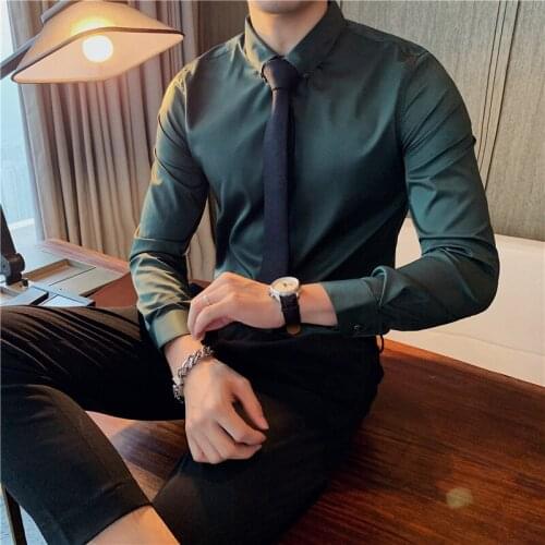 Short sleeve solid color button Neck Shirt breathable casual formal dress long sleeve medium sleeve short sleeve mens bottomed