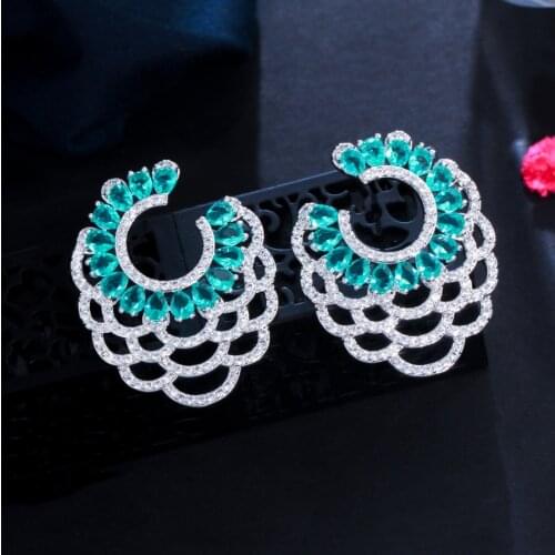 ThreeGraces Retro Light Blue Cubic Zirconia Silver Color Fashion Big Dangle Drop Earrings for Women Boho Wedding Jewelry ER678