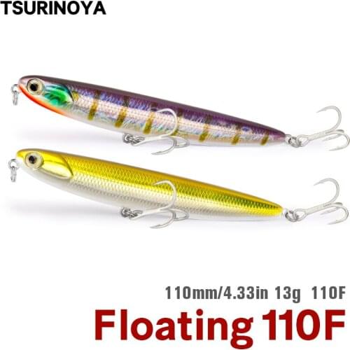 TSURINOYA Topwater Pencil Bait 110mm/13g(0.46oz) Sound Fishing Lure Isca Artificial Bait Para Pesca Leurre Souple Peche Swimbait