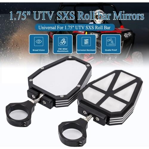 Universal For 1.75" UTV SXS Roll bar Rear View Side Convex Mirrors For Polaris Rangers 2002-2008 For Yamaha Rhinos 450 660 700