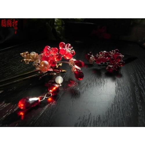 Xi Mei Nian Yi Colored glaze Plum Blossom classical hairpin vintage hair stick hair accessory hair stick