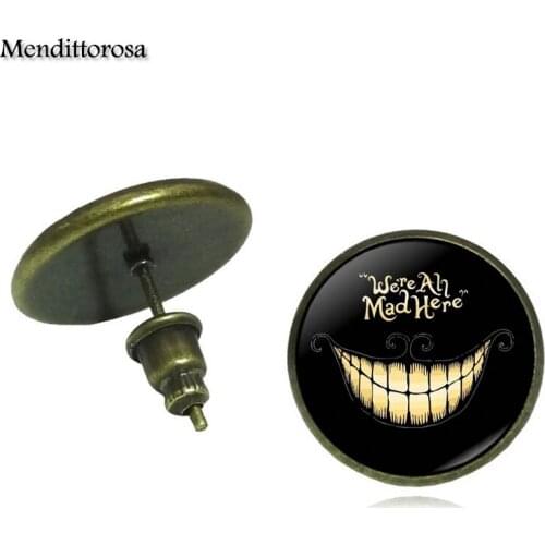 Mendittorosa Antique Vintage Glass Bronze/Silver/Golden Clip Ear Hook Stud Earrings Women Jewelry For Girls Black Alice